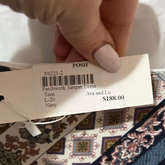 Ava & Lu Teen Girl Large 20 Patchwork Jumper Dress Printed Boho Sleeveless New - Picture 5 of 7